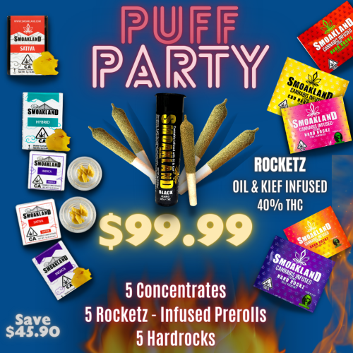 Puff Party -  5 Concentrates, 5 Infused Prerolls, 5	Hardrocks - $99